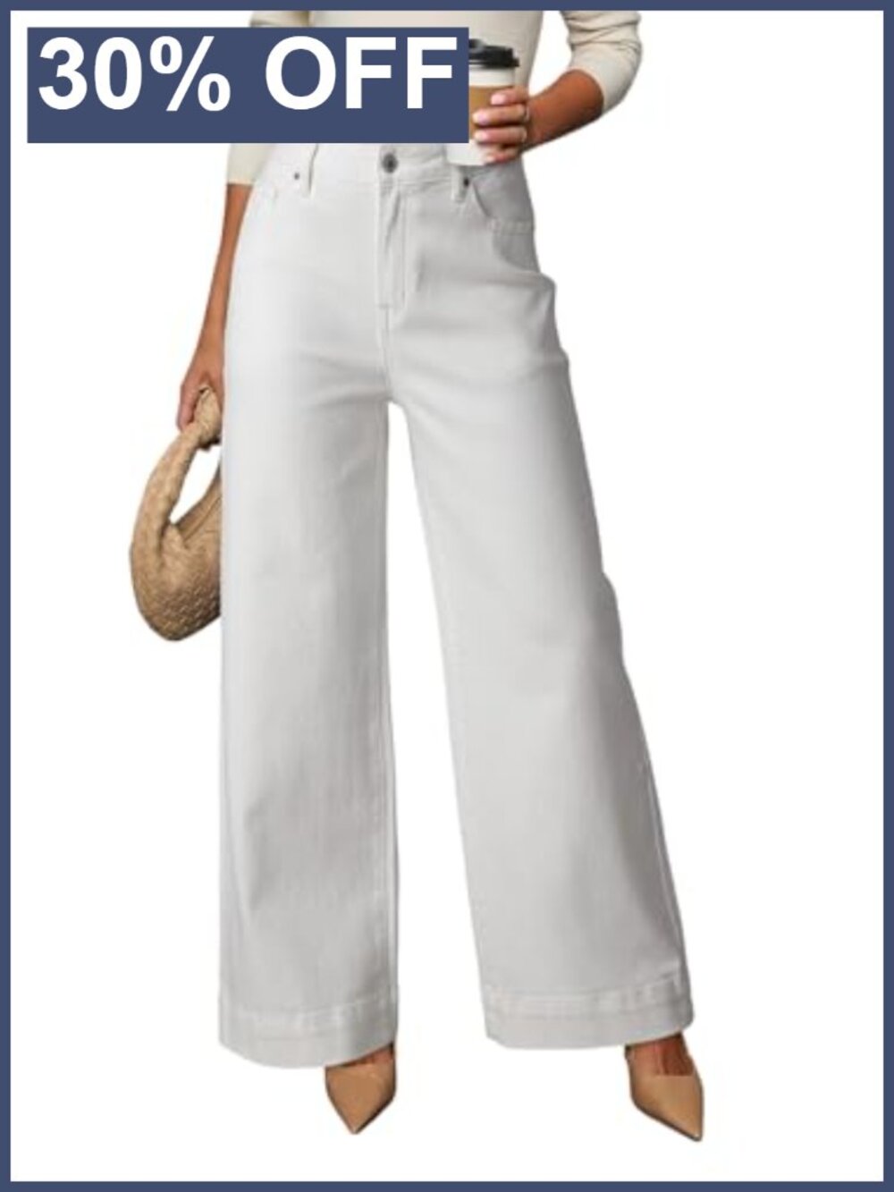 Womens High Waisted Wide Leg Jeans Stretch Denim Casual Pants